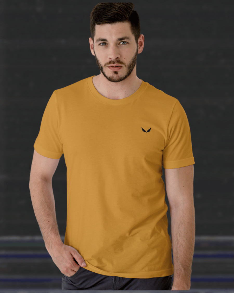 UNISEX PURE COTTON Regular Fit Classic Crew T-Shirt (Golden Yellow)
