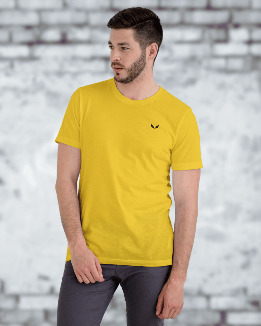 UNISEX PURE COTTON Regular Fit Classic Crew T-Shirt (Yellow)