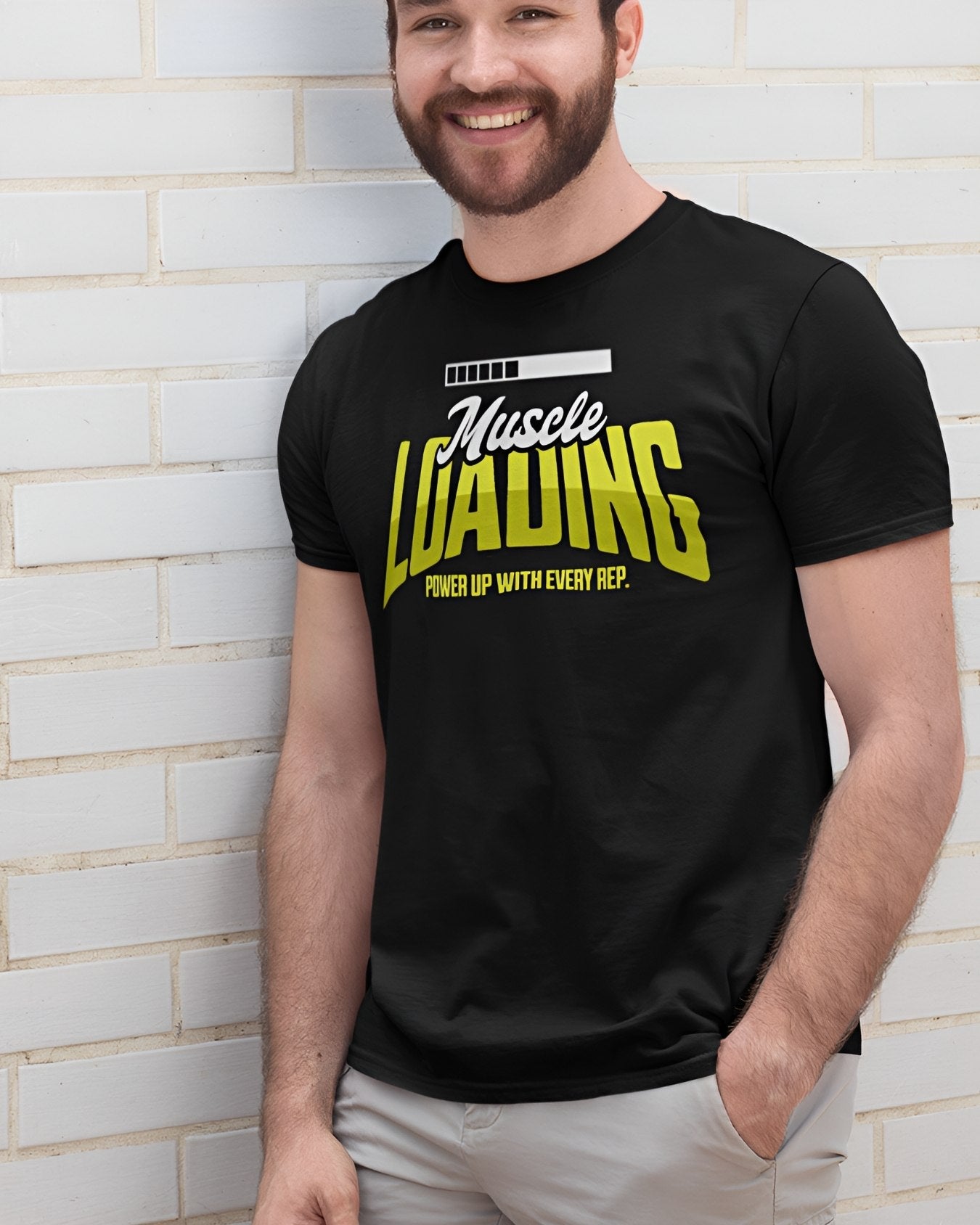 MUSCLE LOADING Premium Regular-fit Cotton T-Shirt(Black)