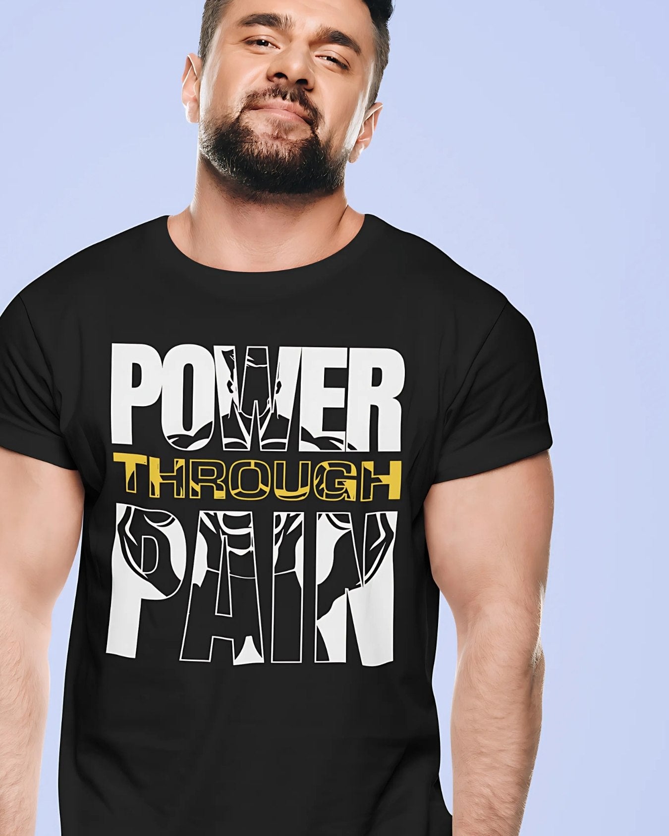 POWER THROUGH PAIN Premium Regular-fit T-Shirt (Black)