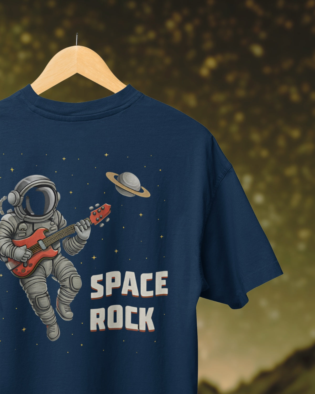 SPACE ROCK Premium Cotton Oversized T-shirt (Navy Blue)