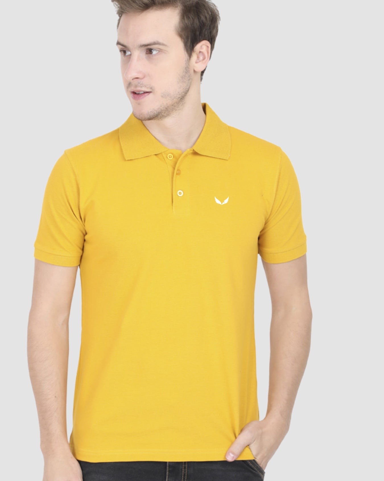 CLASSIC POLO Premium Cotton Collar T-shirt (Mustard Yellow)
