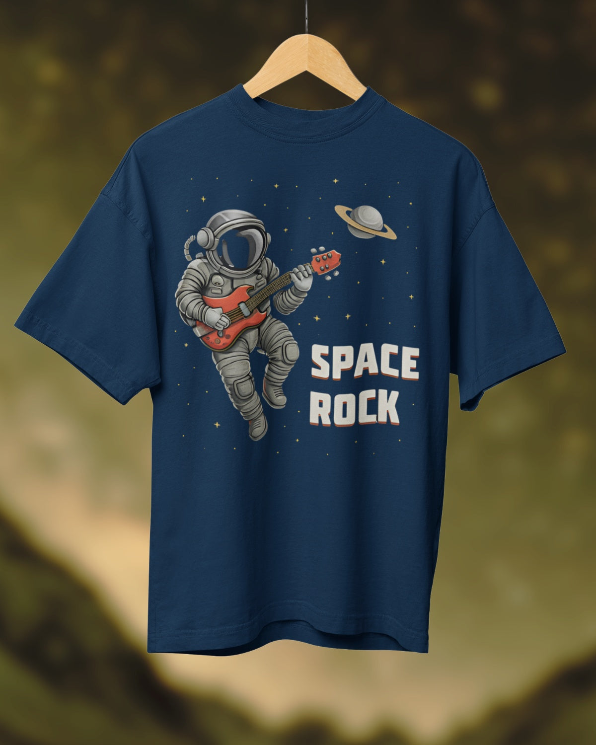 SPACE ROCK Premium Cotton Oversized T-shirt (Navy Blue)