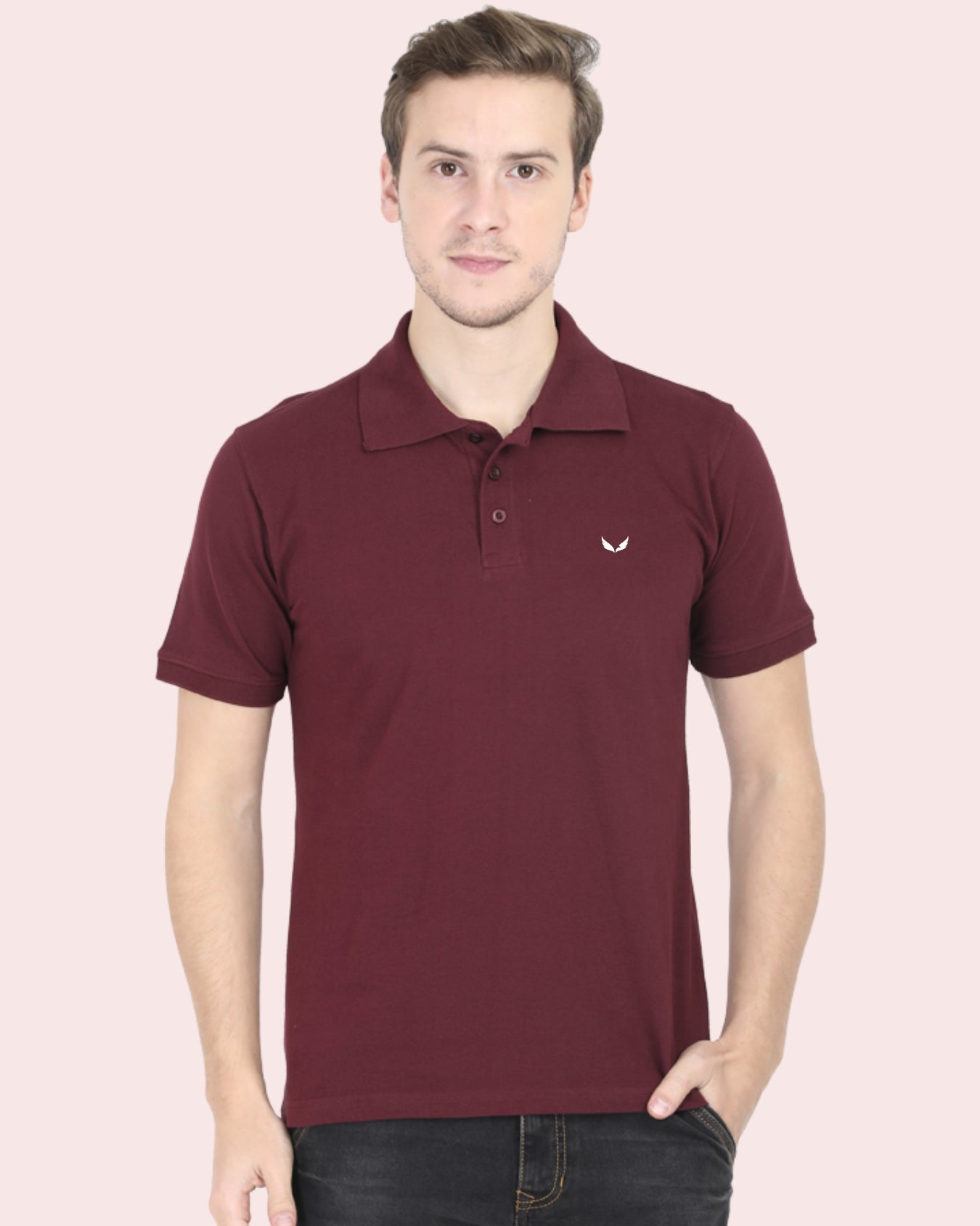 CLASSIC POLO Premium Cotton Collar T-shirt (Maroon)