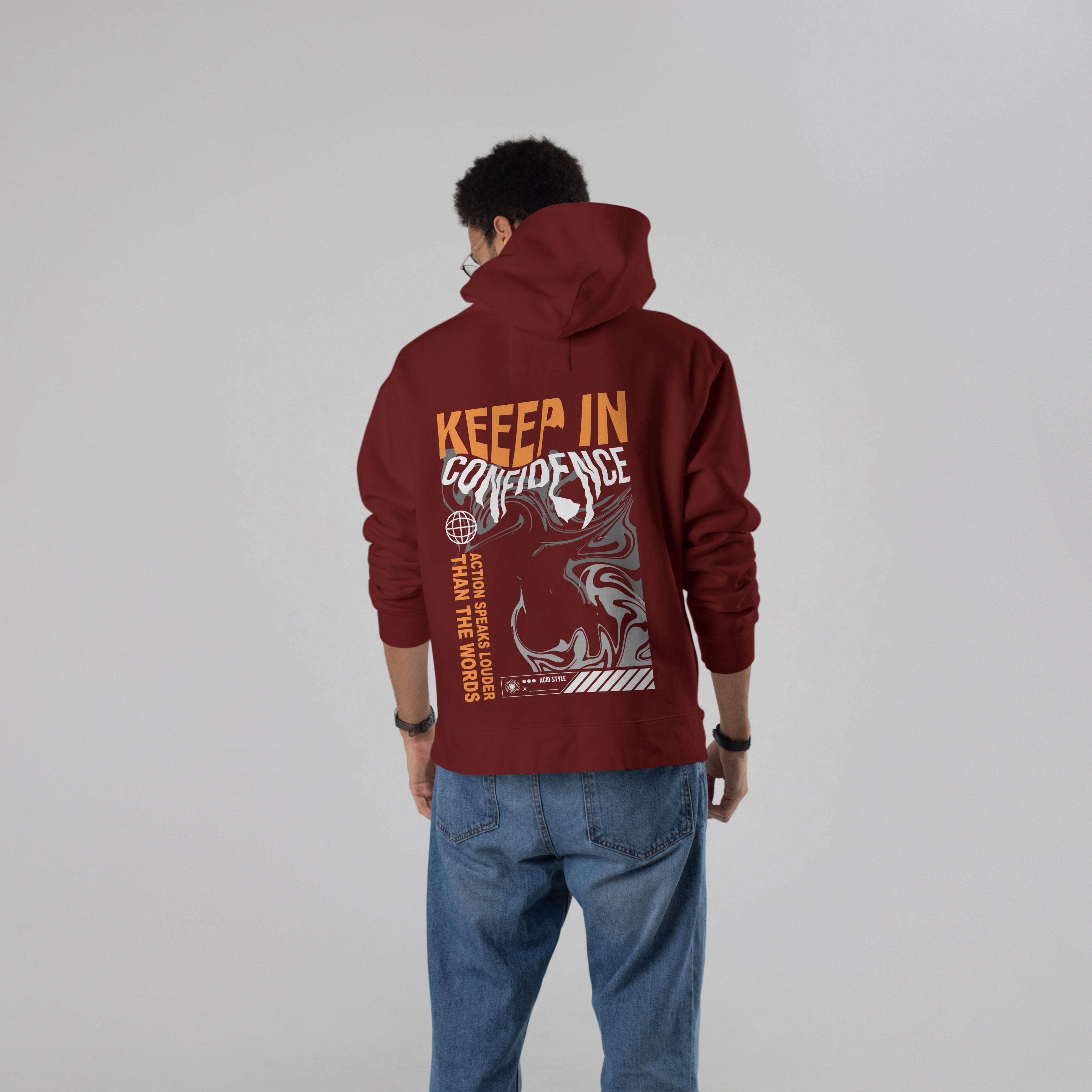 CONFIDENCE Premium Oversized Hoodie (Maroon)