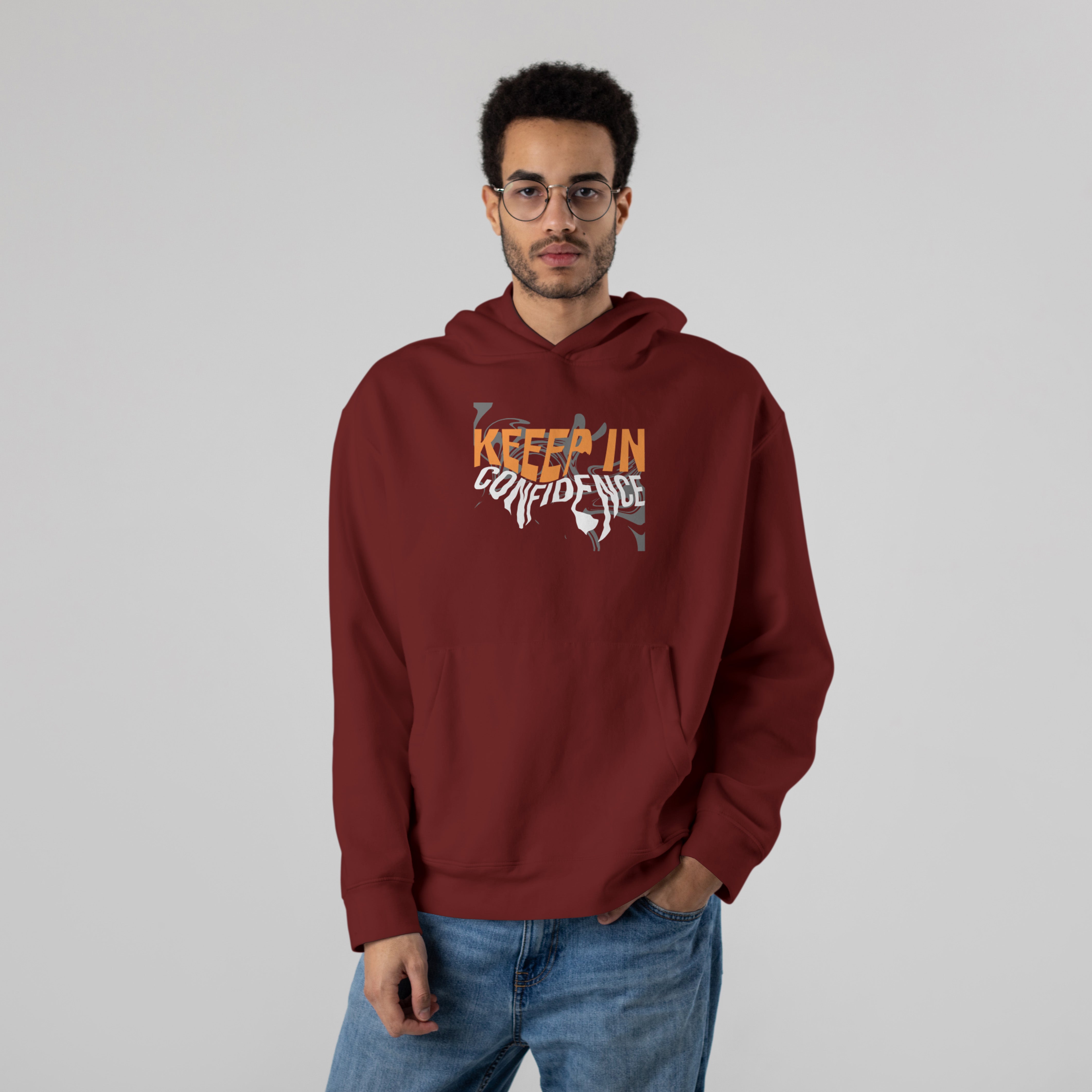 CONFIDENCE Premium Oversized Hoodie (Maroon)
