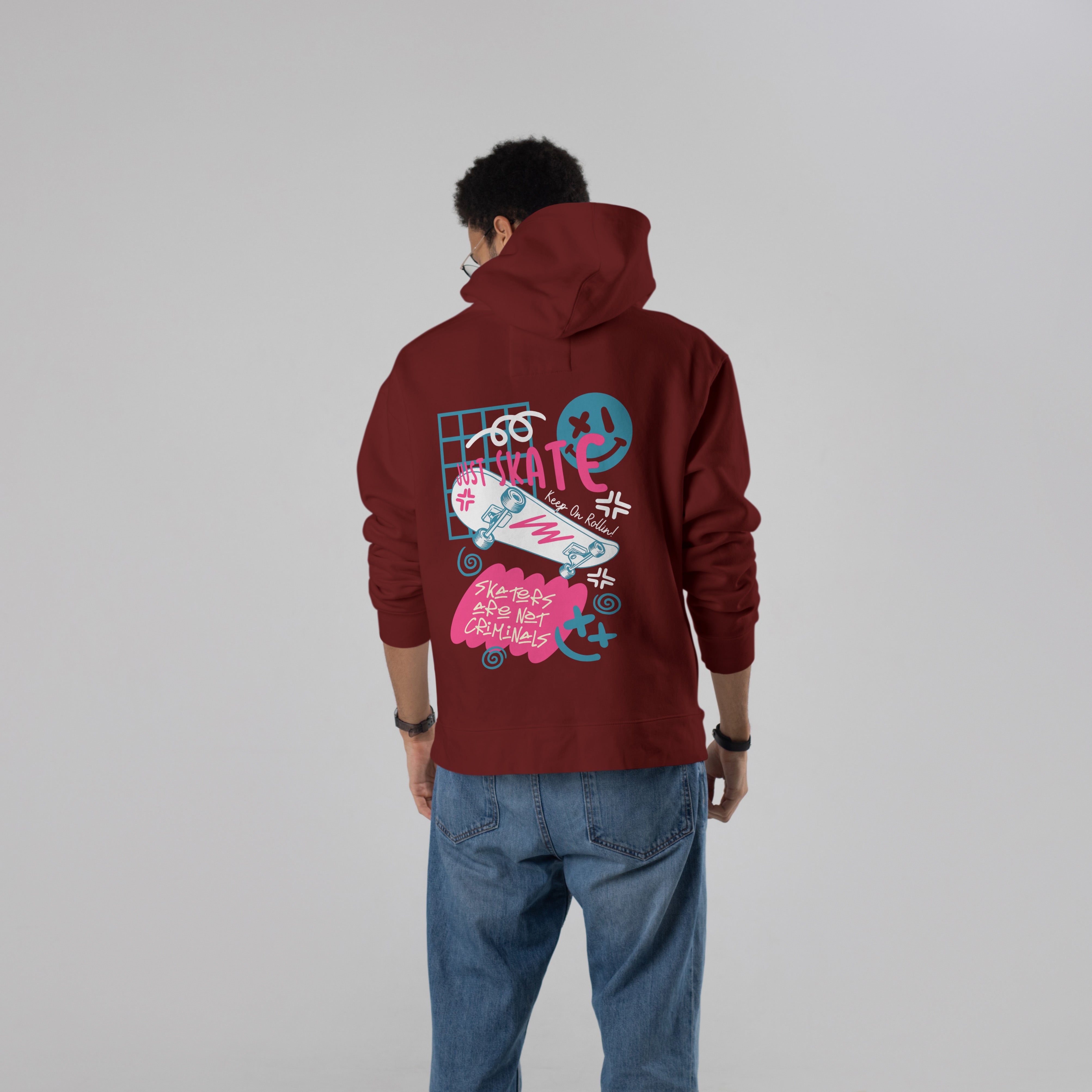 JUST SKATE Premium Oversized Hoodie (Maroon)
