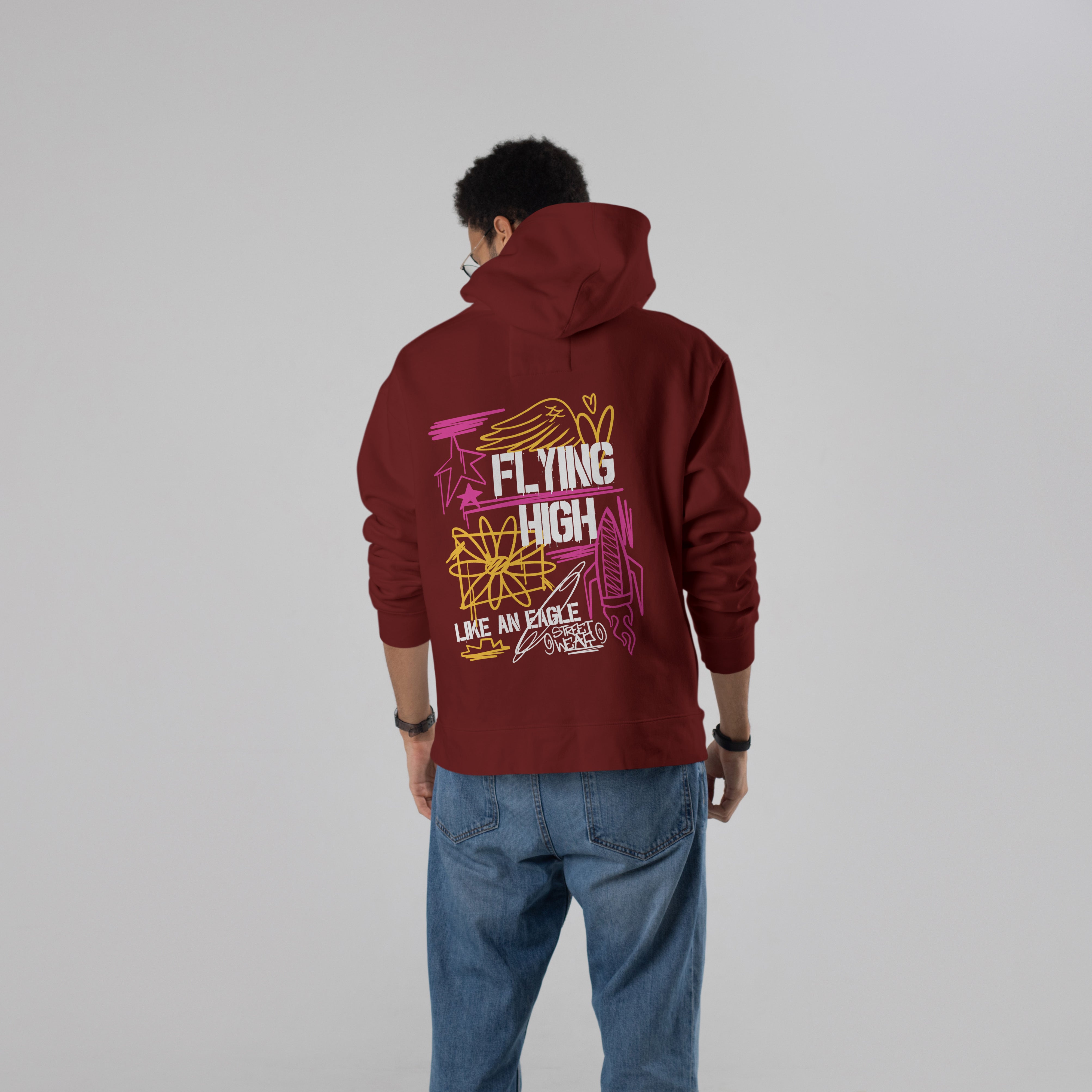 FLYING HIGH Premium Oversized Hoodie (Maroon)