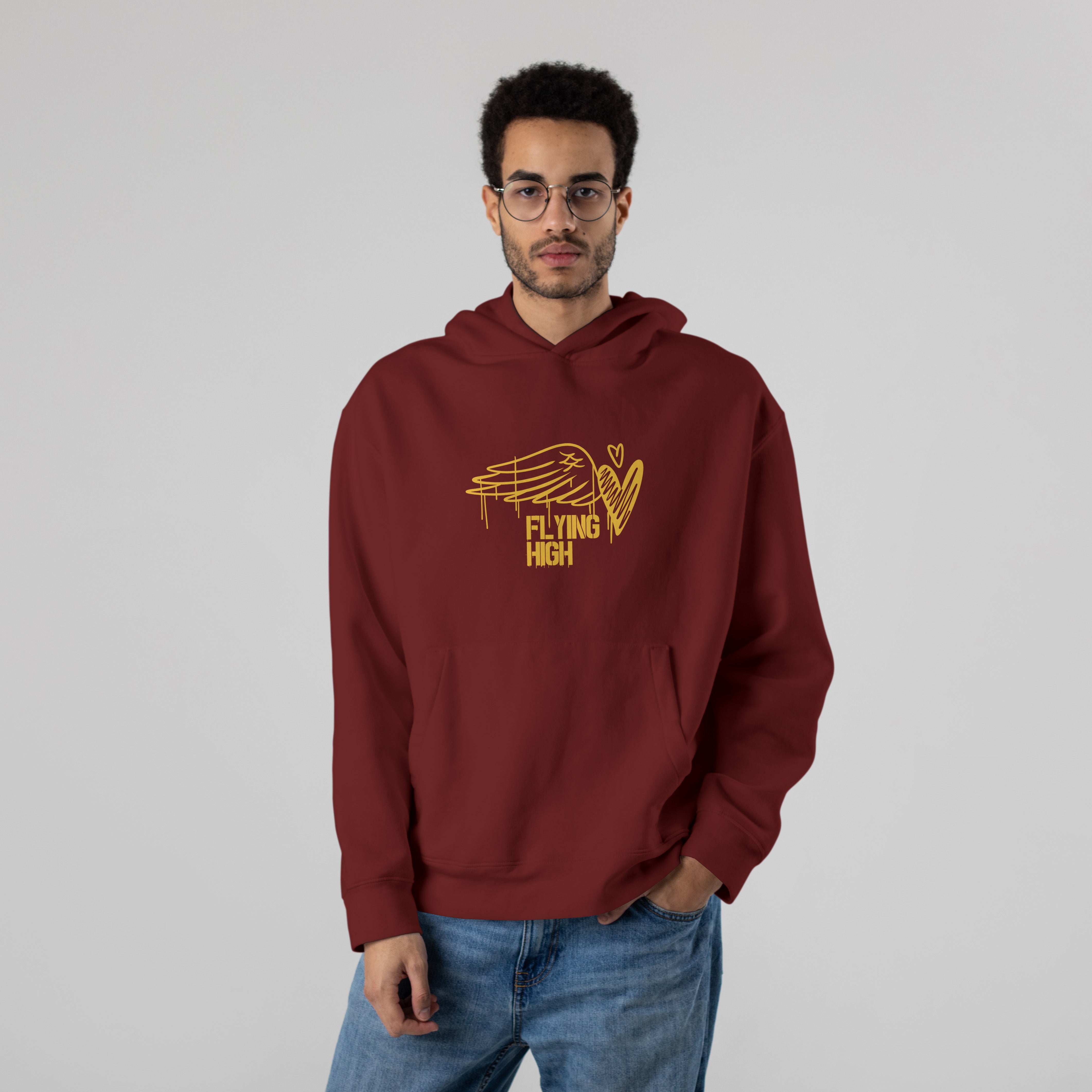 FLYING HIGH Premium Oversized Hoodie (Maroon)
