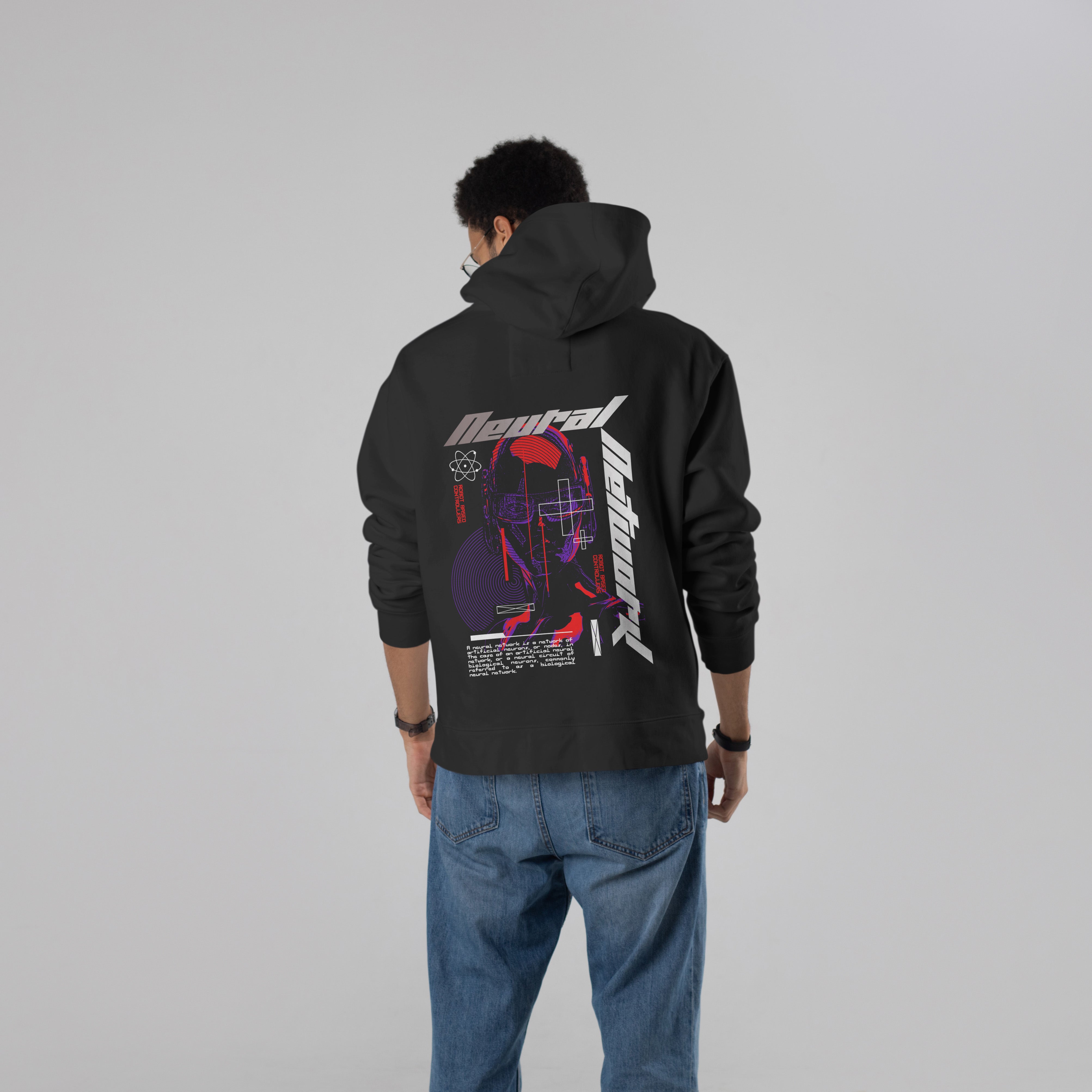 NEURAL NETWORK Premium Oversized Hoodie (Black)