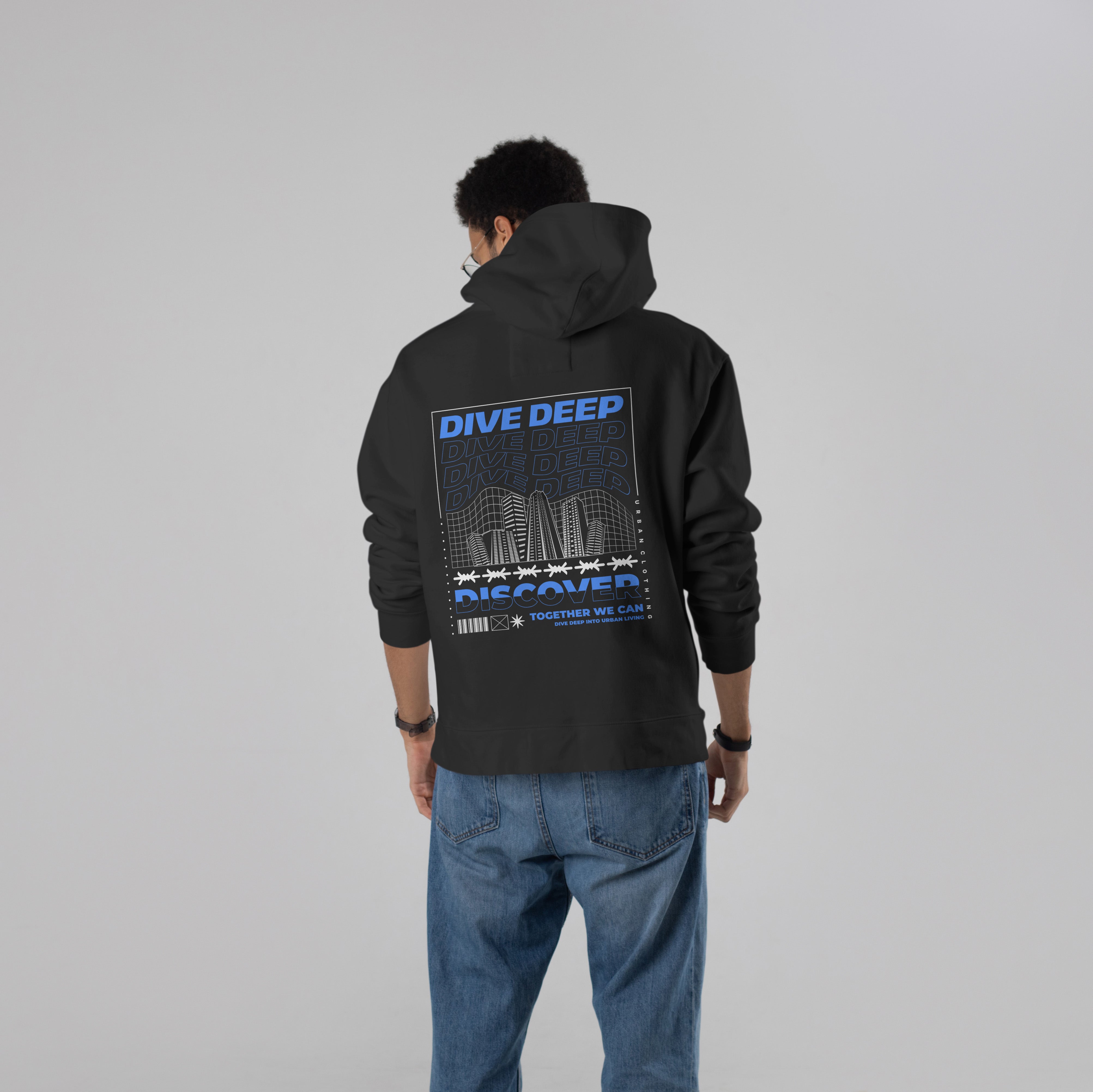 DIVE DEEP Premium Oversized Hoodie (Black)