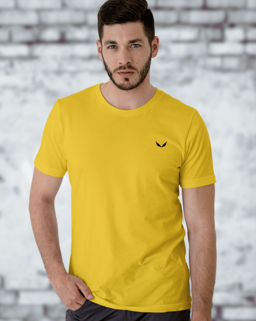 UNISEX PURE COTTON Regular Fit Classic Crew T-Shirt (Yellow)