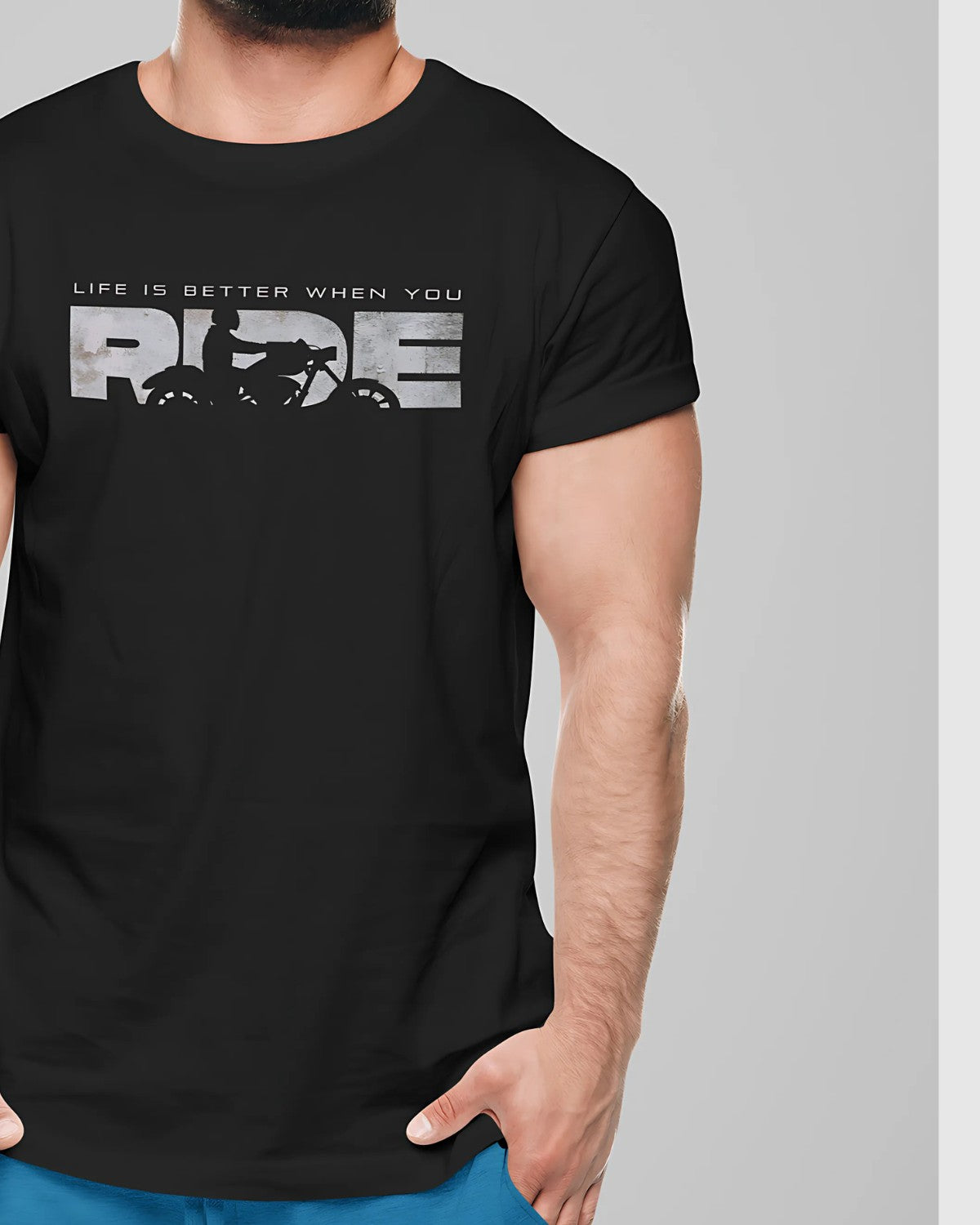 LIFE IS BETTER WHEN YOU RIDE PREMIMUM Cotton T-Shirt (BLACK)