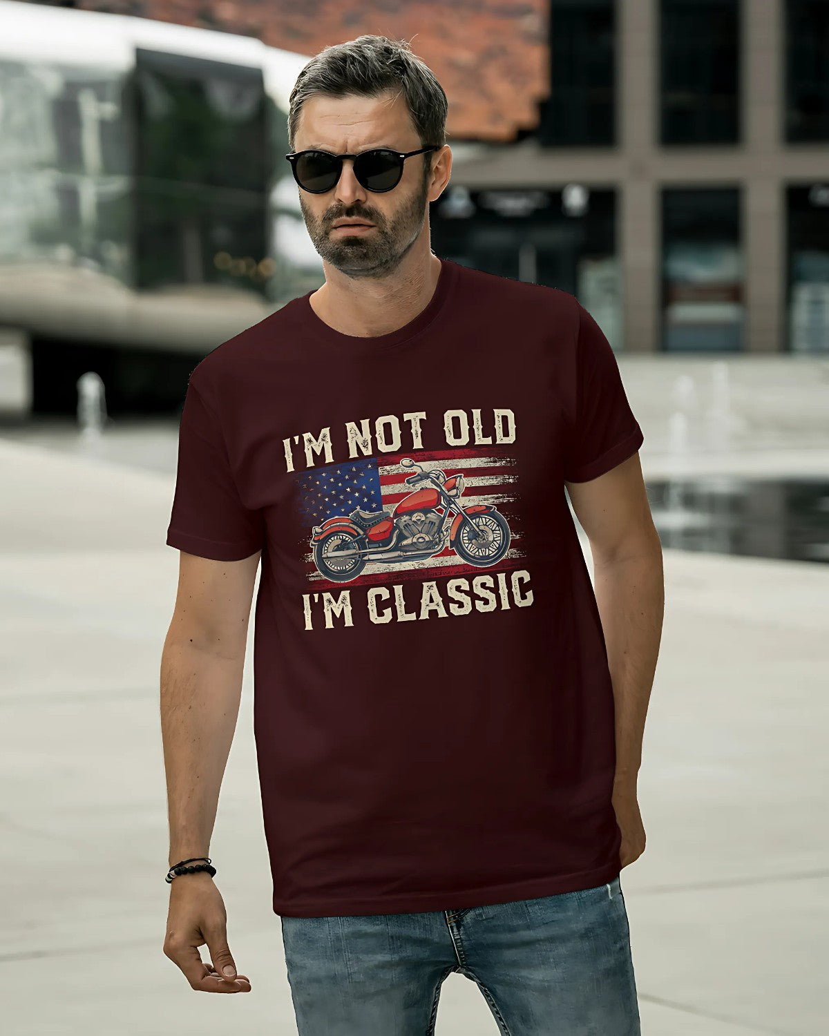I AM NOT OLD I'M CLASSIC PREMIMUM Cotton Round Neck T-Shirt (MAROON)