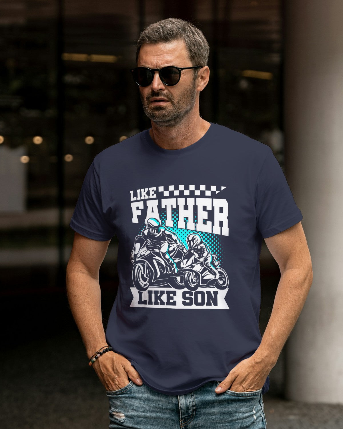 LIKE PARTNER LIKE SON Cotton T-Shirt(NAVY BLUE)