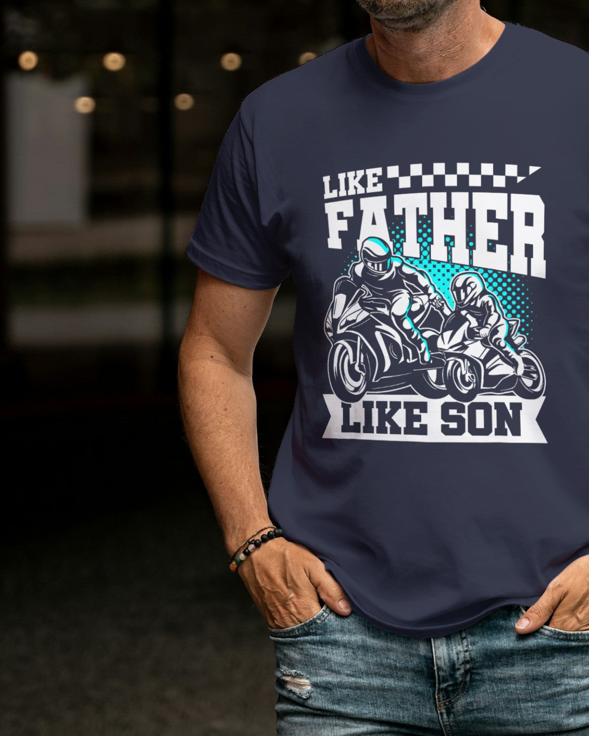 LIKE PARTNER LIKE SON Cotton T-Shirt(NAVY BLUE)