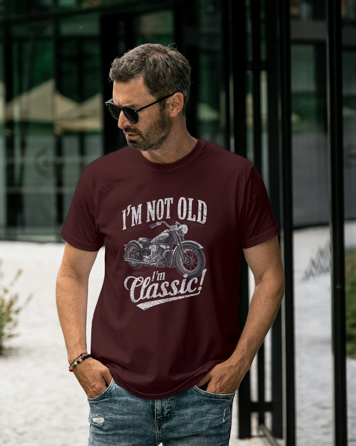 I AM NOT OLD I'M CLASSIC PREMIMUM Cotton Round Neck T-Shirt (MAROON)