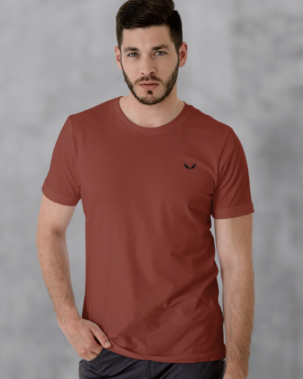 UNISEX PURE COTTON Regular Fit Classic Crew T-Shirt (Brick Red)