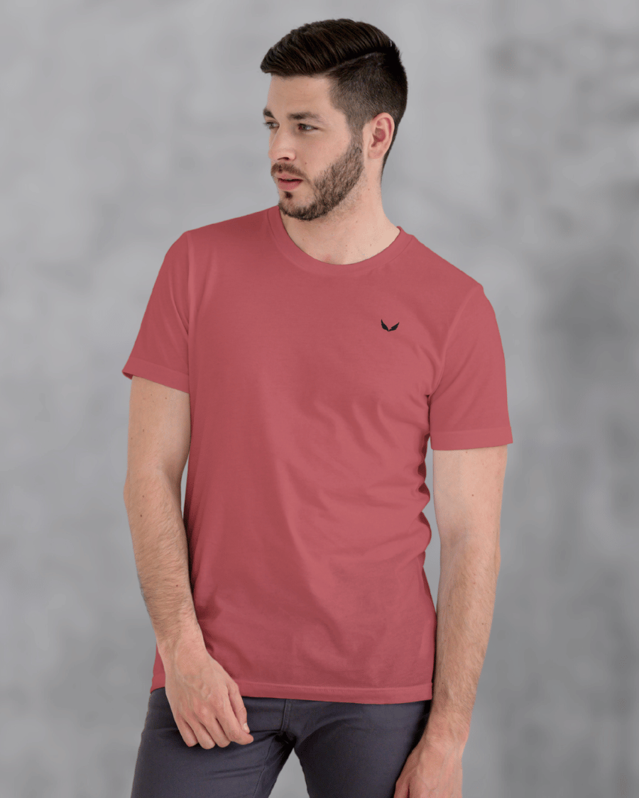 UNISEX PURE COTTON Regular Fit Classic Crew T-Shirt (Coral)