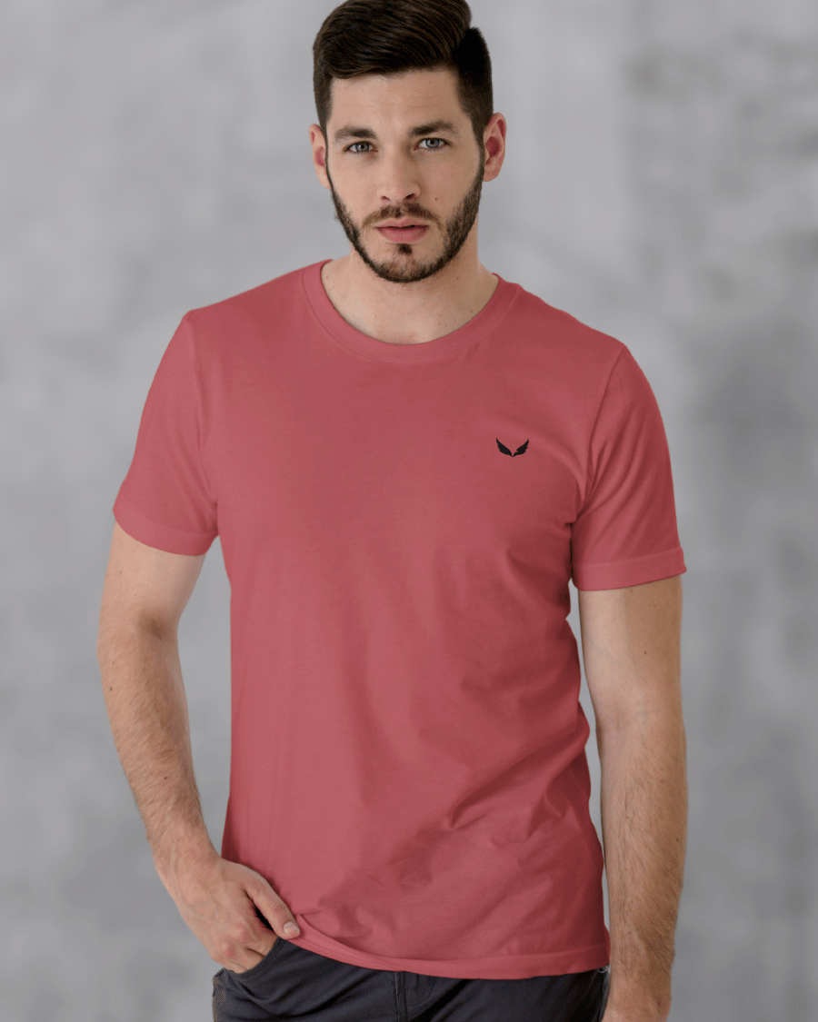 UNISEX PURE COTTON Regular Fit Classic Crew T-Shirt (Coral)