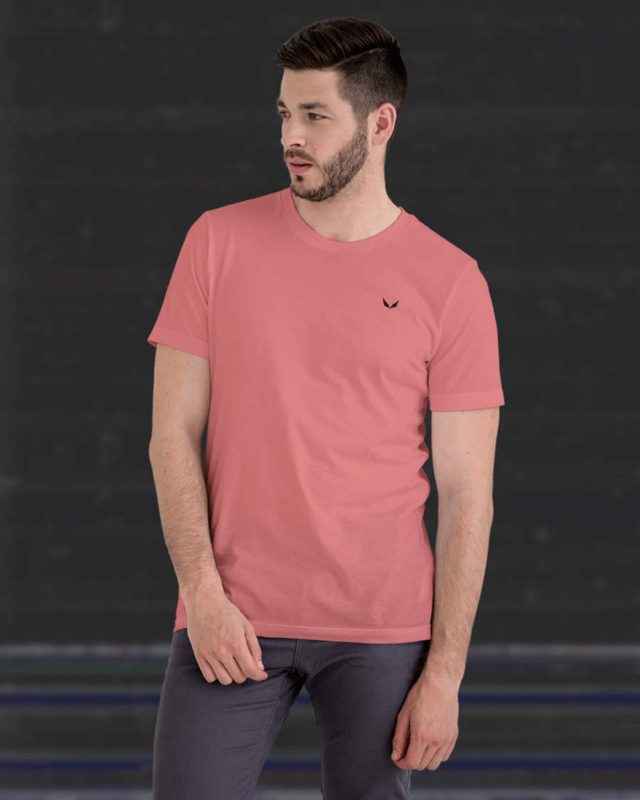 UNISEX PURE COTTON Regular Fit Classic Crew T-Shirt (Flamingo)
