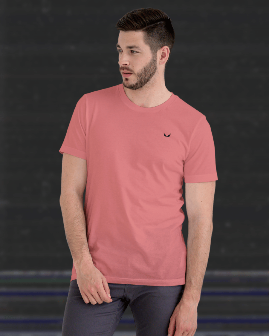 UNISEX PURE COTTON Regular Fit Classic Crew T-Shirt (Flamingo)