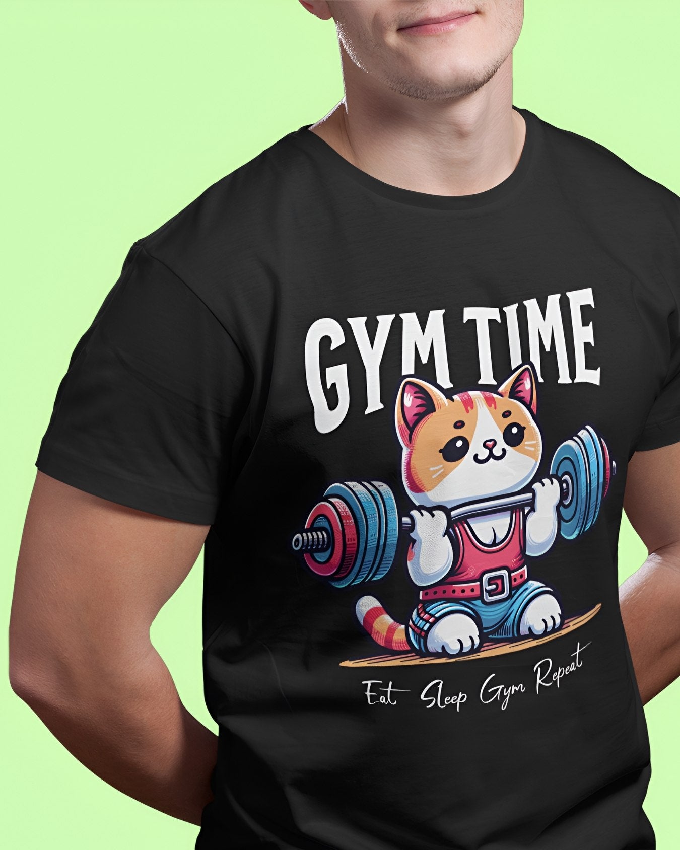 GYM TIME EAT SLEEP GYM REPEAT Premium Regular-fit T-Shirt(Black)