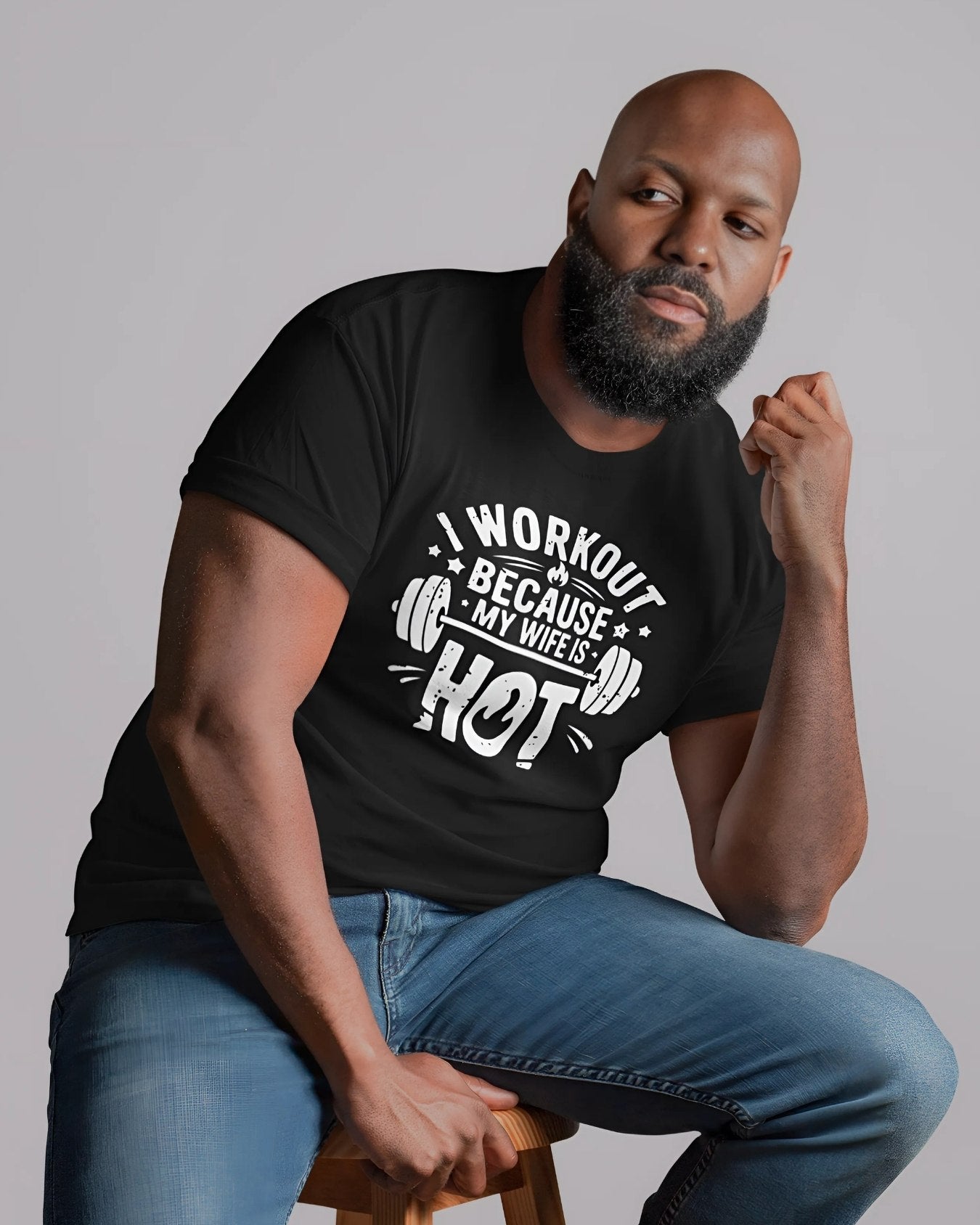 I WORKOUT BECAUSE MY WIFE IS HOT Regular-fit T-Shirt