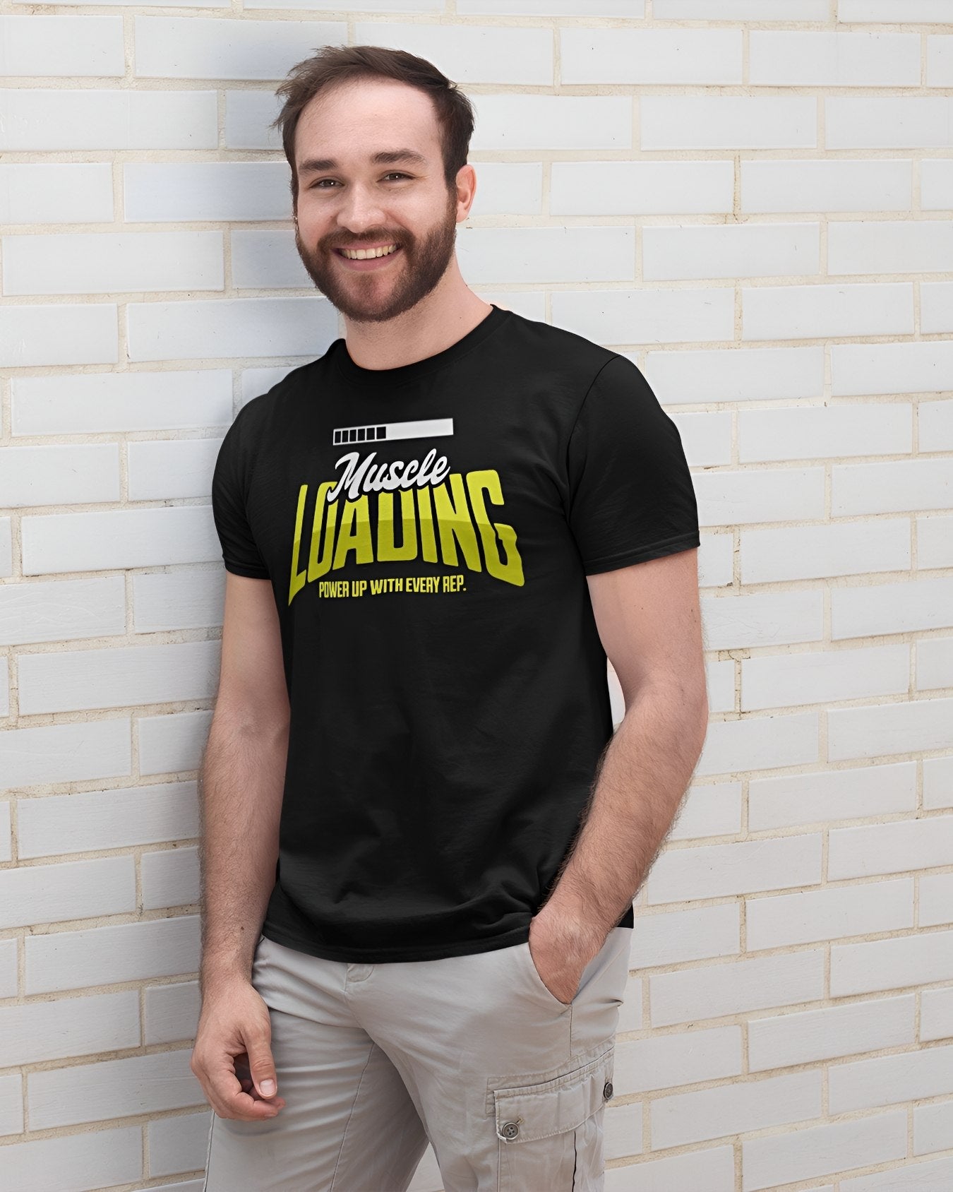 MUSCLE LOADING Premium Regular-fit Cotton T-Shirt(Black)