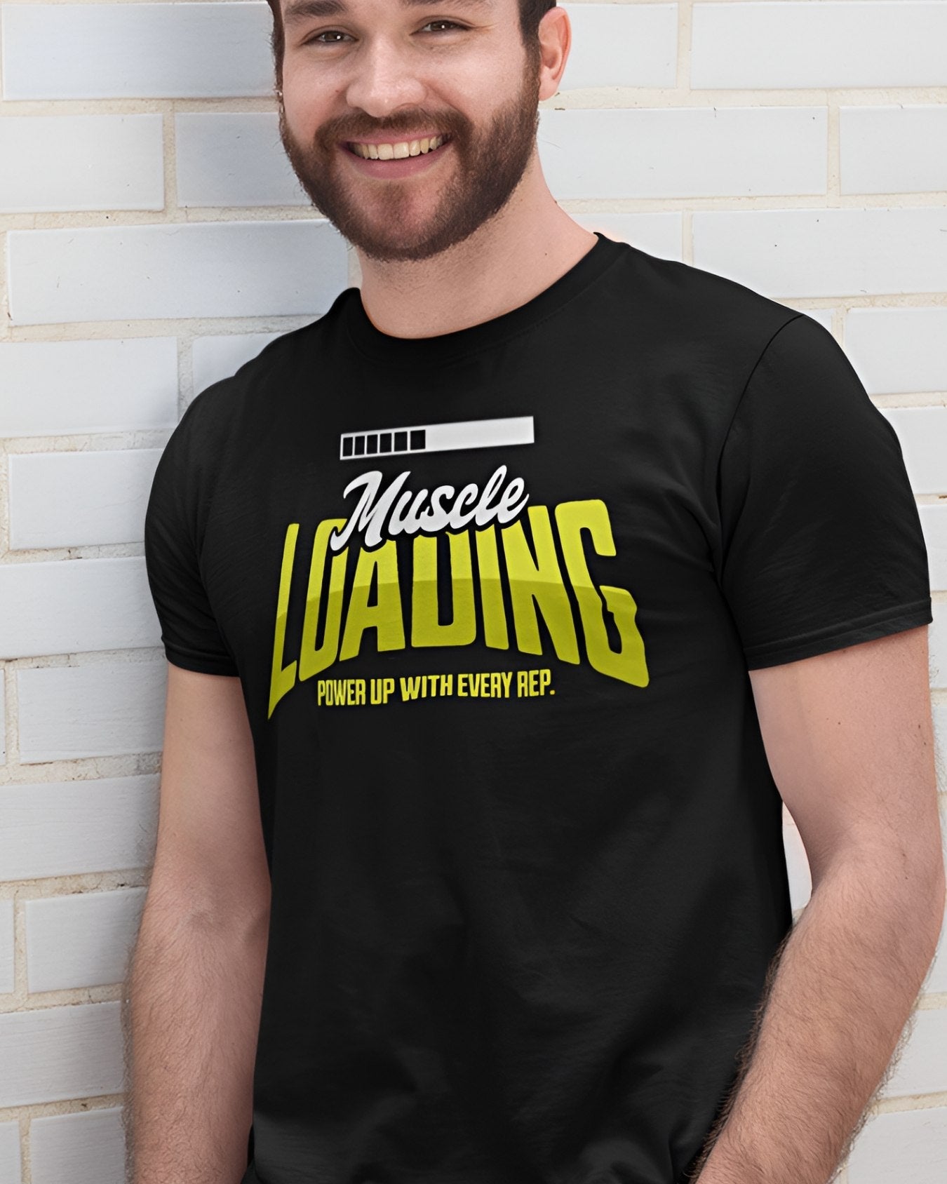 MUSCLE LOADING Premium Regular-fit Cotton T-Shirt(Black)