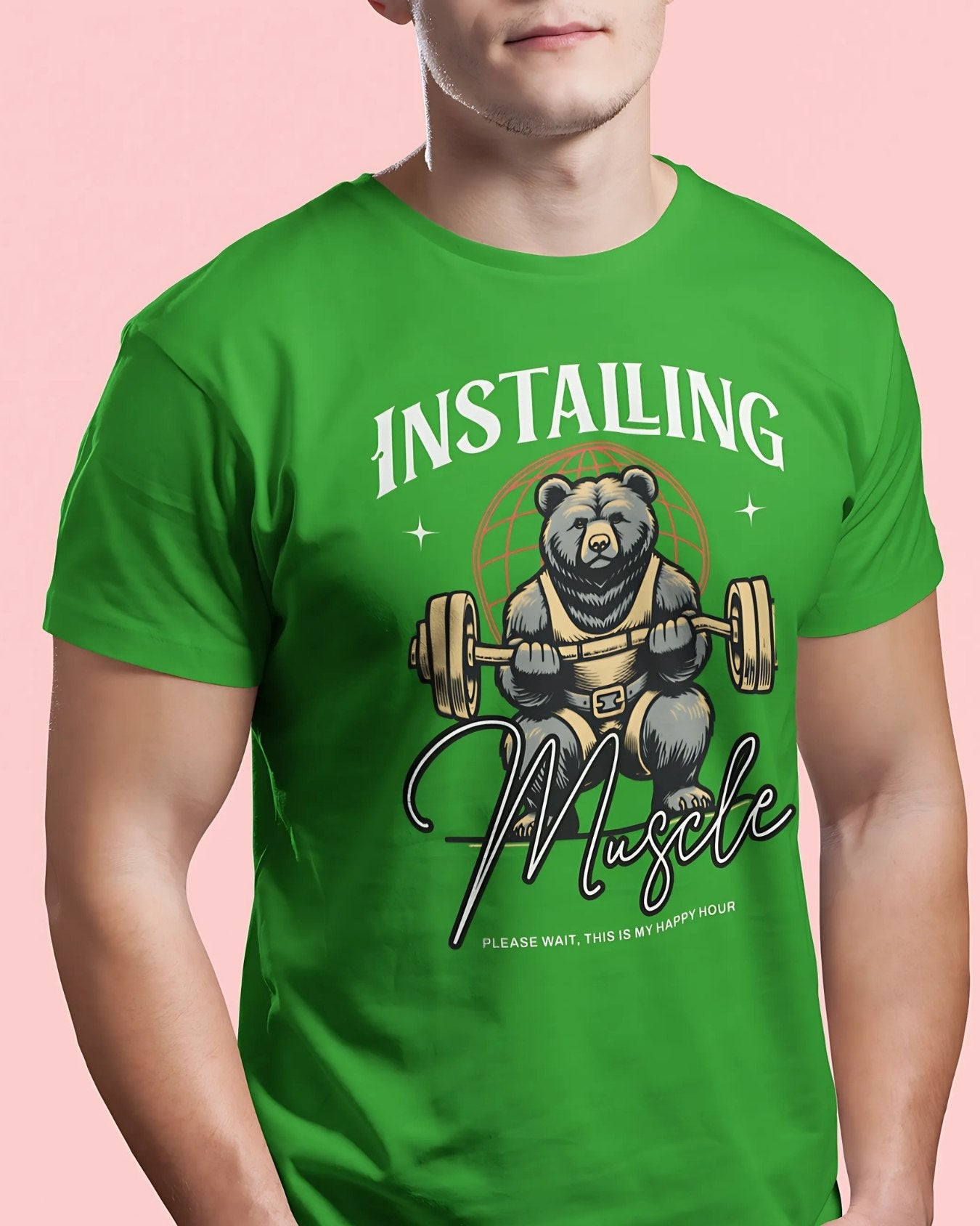 INSTALING MUSCLE PLEASE WAIT Premium pure cotton T-Shirt(Flag Green)