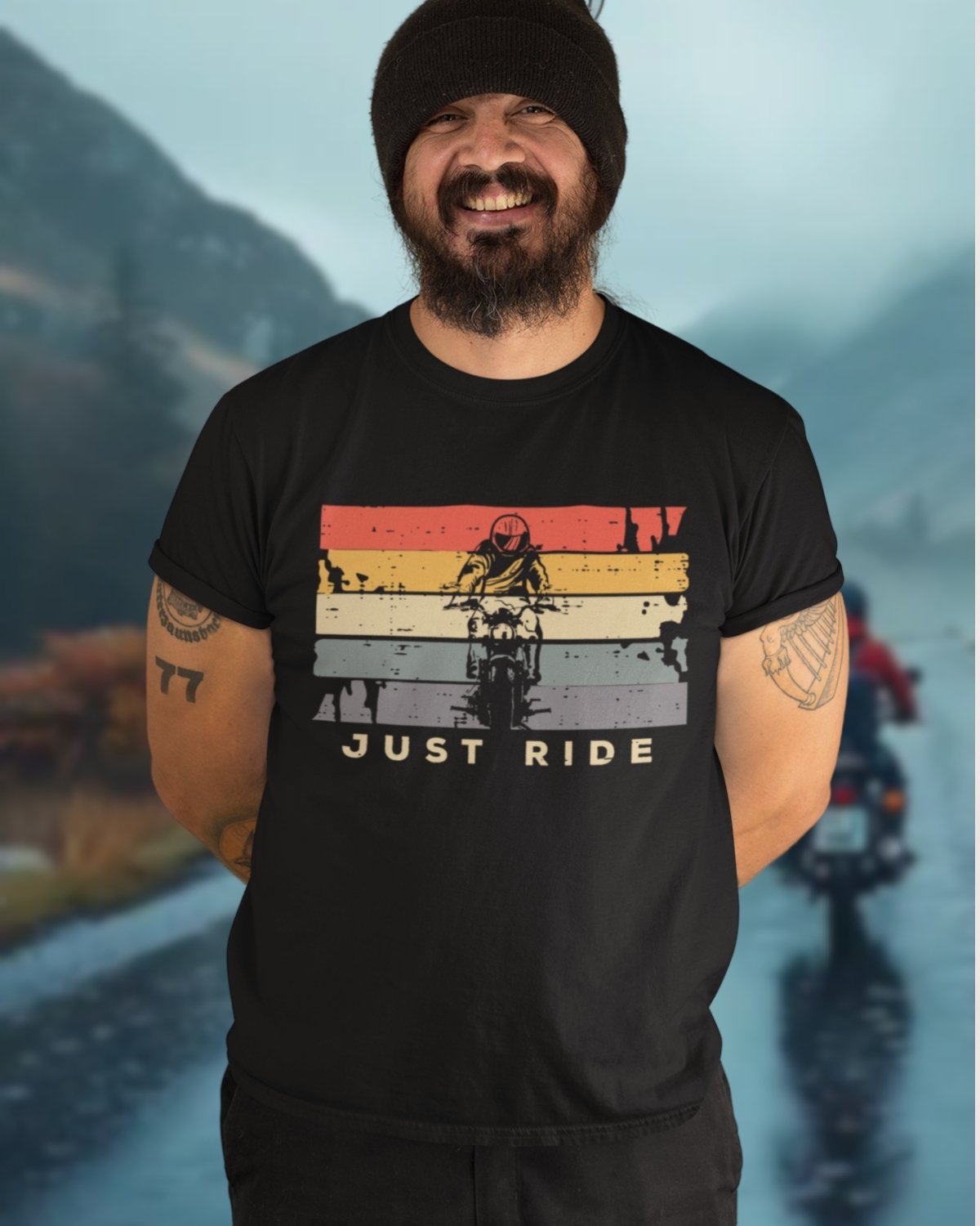 JUST RIDE Cotton T-Shirt (BLACK)