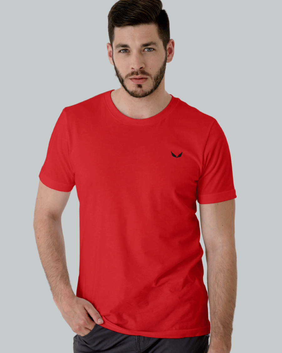 UNISEX PURE COTTON Regular Fit Classic Crew T-Shirt (Red)
