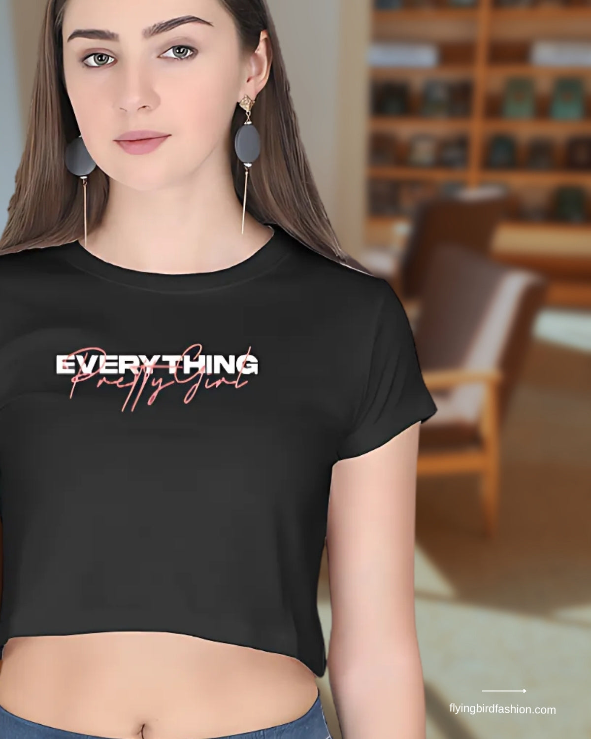 EVERY THING PRETTY GIRL Women Crop Top(Black)