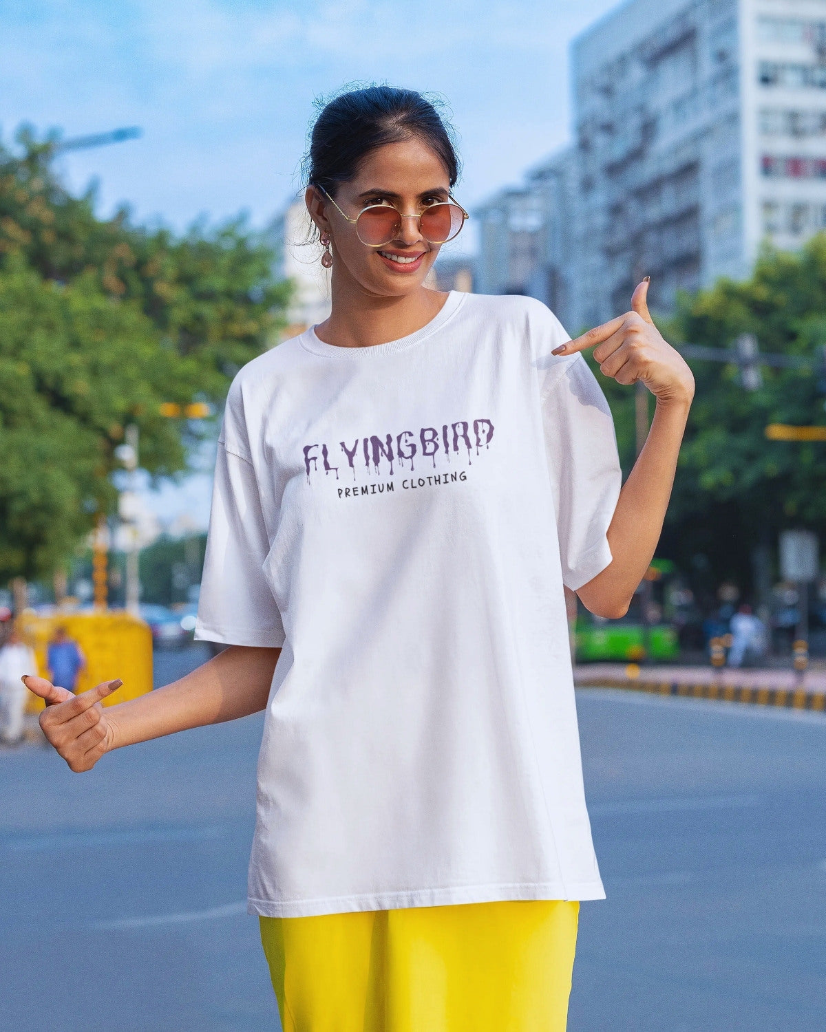 FLYING BIRD PREMIMUM Oversized Standard T-Shirt (White)