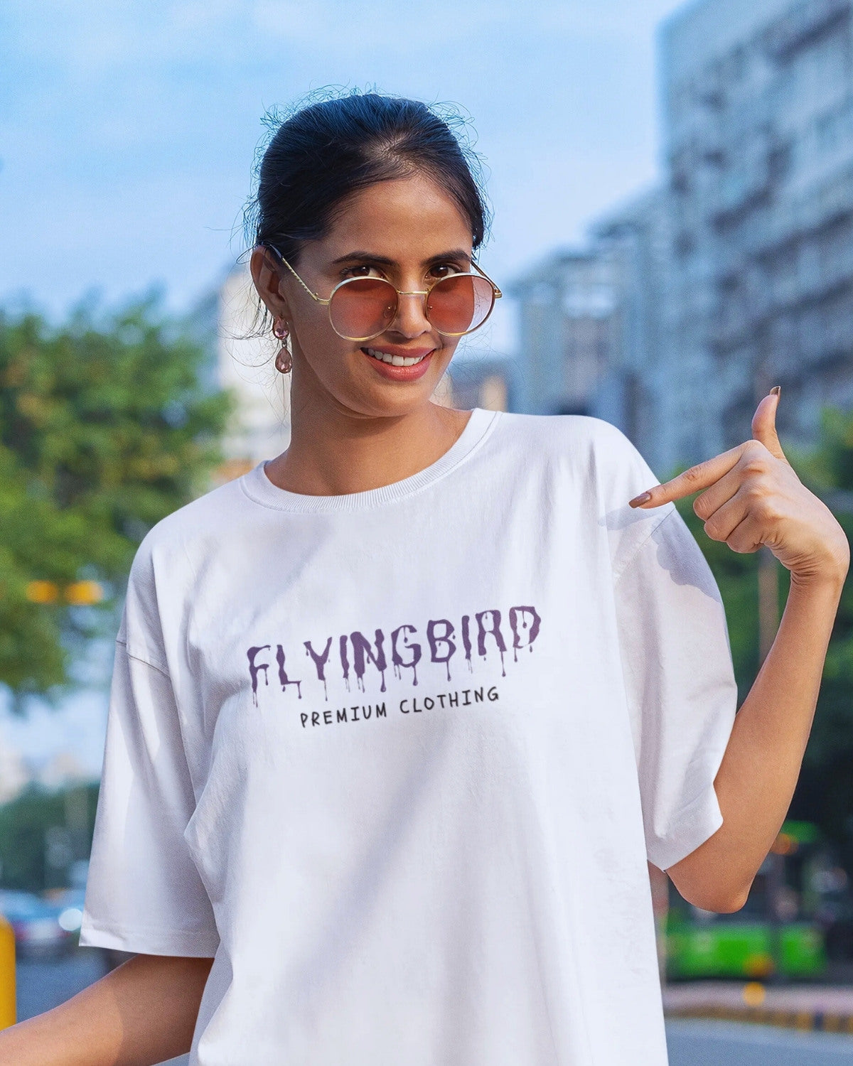 FLYING BIRD PREMIMUM Oversized Standard T-Shirt (White)