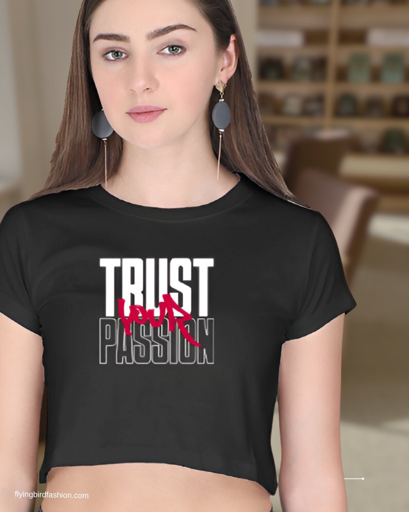 TRUST YOUR PASSION Women Crop Top(Black)